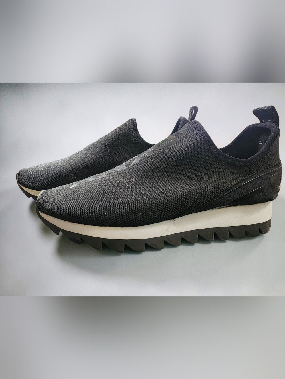 DKNY Black Knit Logo Slip-On Lug Sole Sneakers Women's Size 8